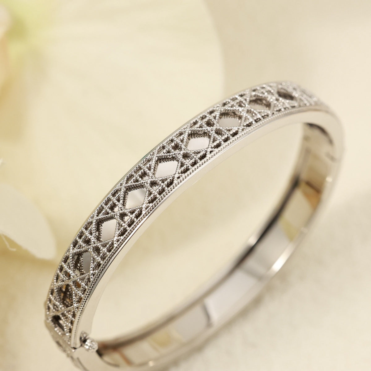 Sculptural Statement Bracelet in Polished Metal-Tone – Design 003 styled view