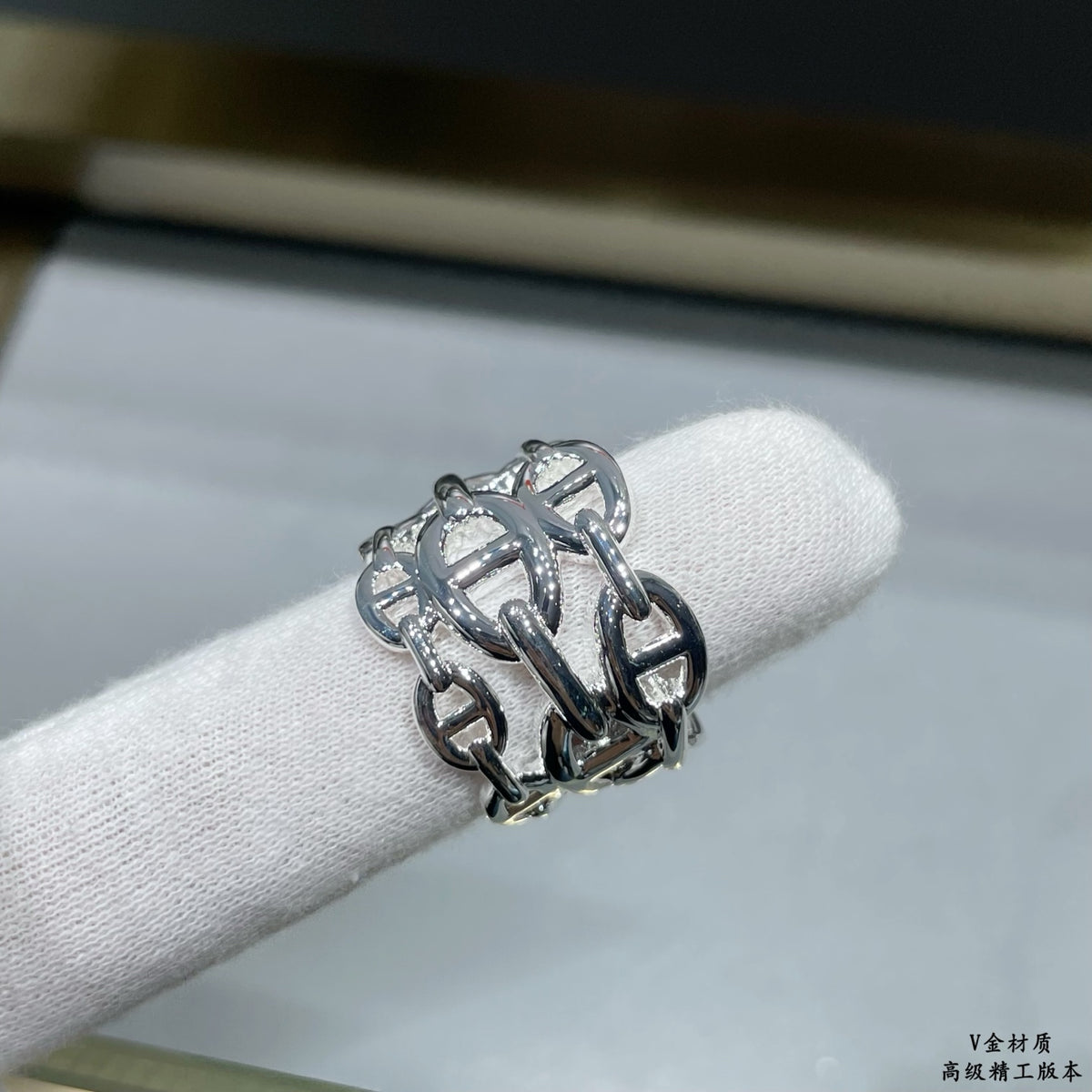 Toggle Statement Ring in Polished Metal-Tone – Toggle Detail – Design 005 main product view