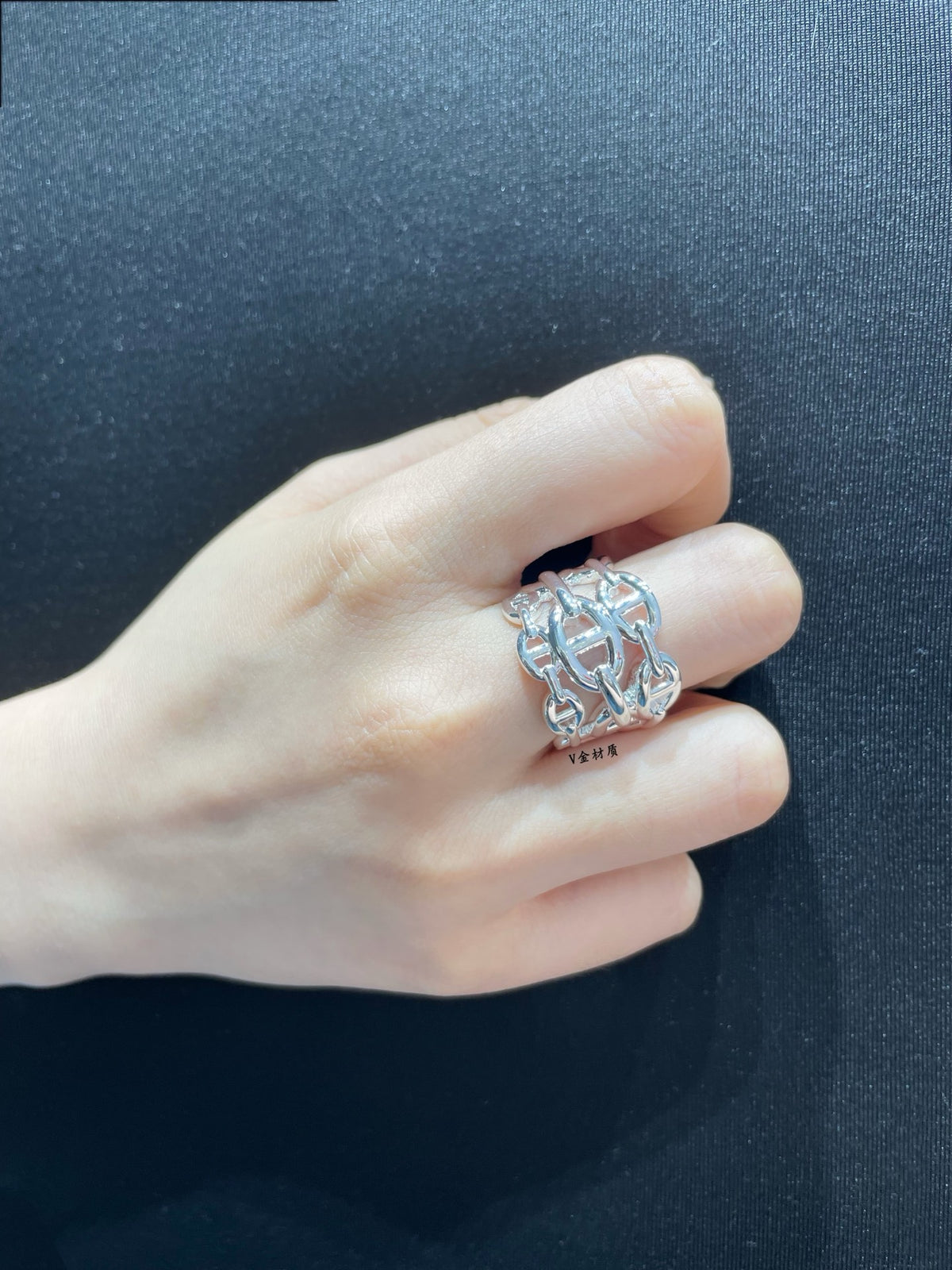 Toggle Statement Ring in Polished Metal-Tone – Toggle Detail – Design 005 main product view