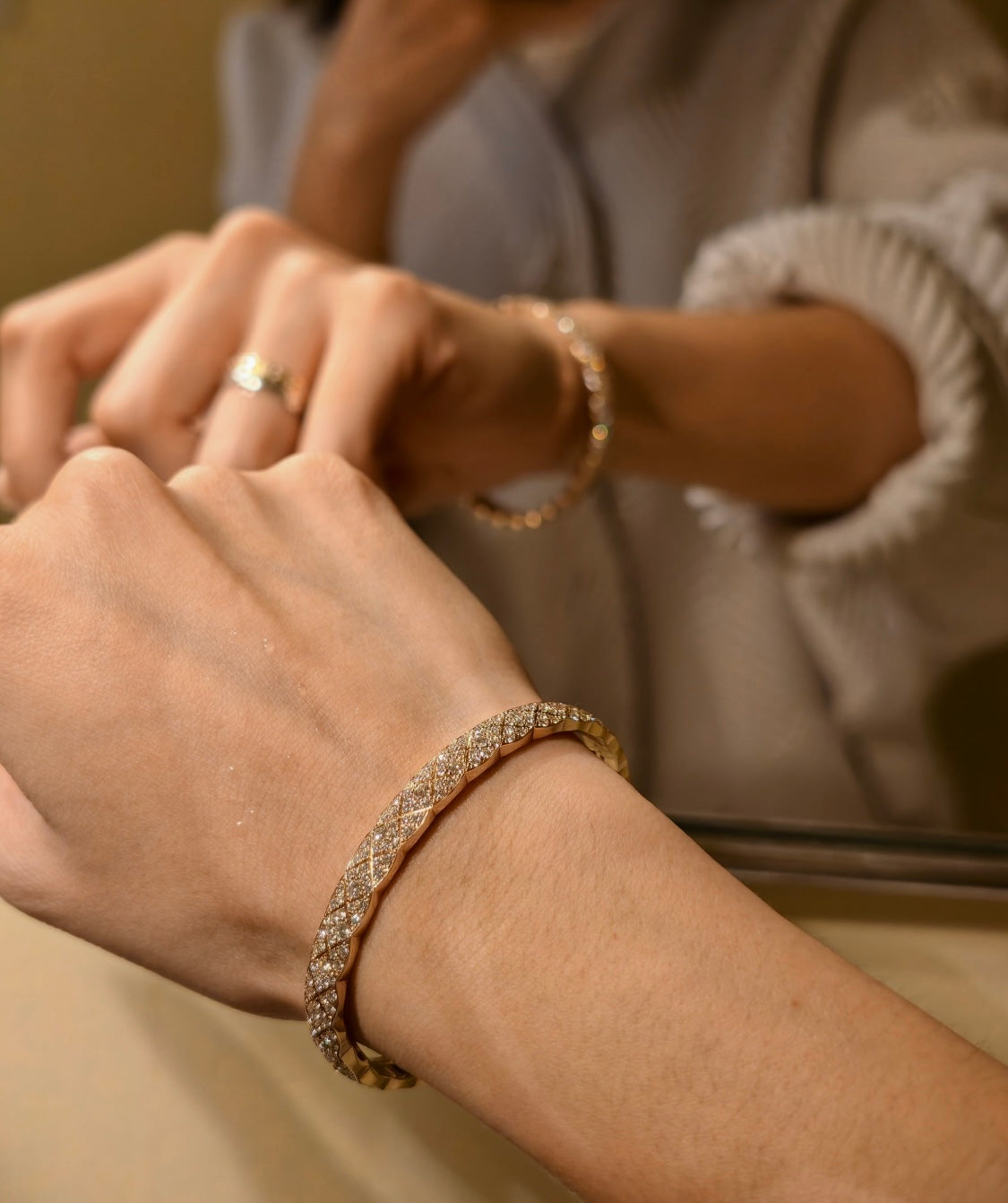 Double-C Emblem Bangle in Silver-Tone side detail