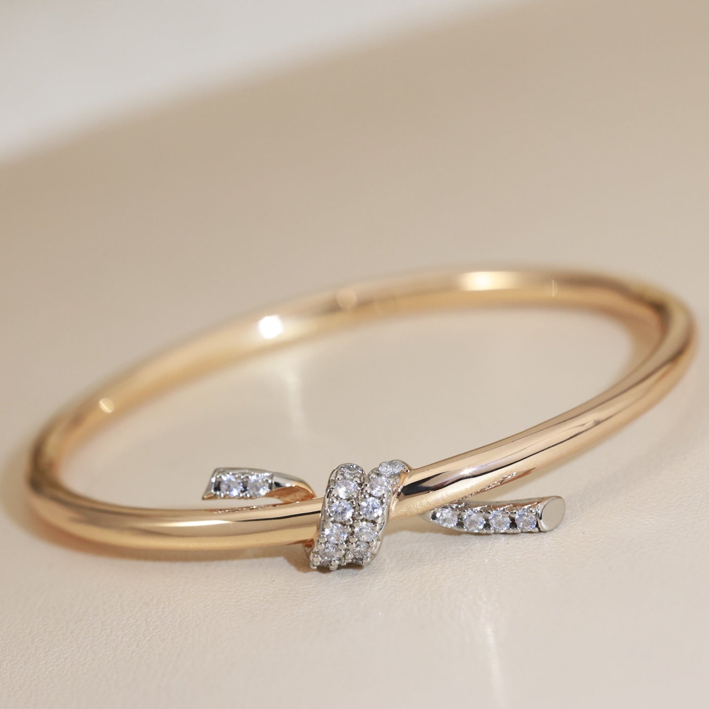 Knot Bangle in Gold-Tone detail view