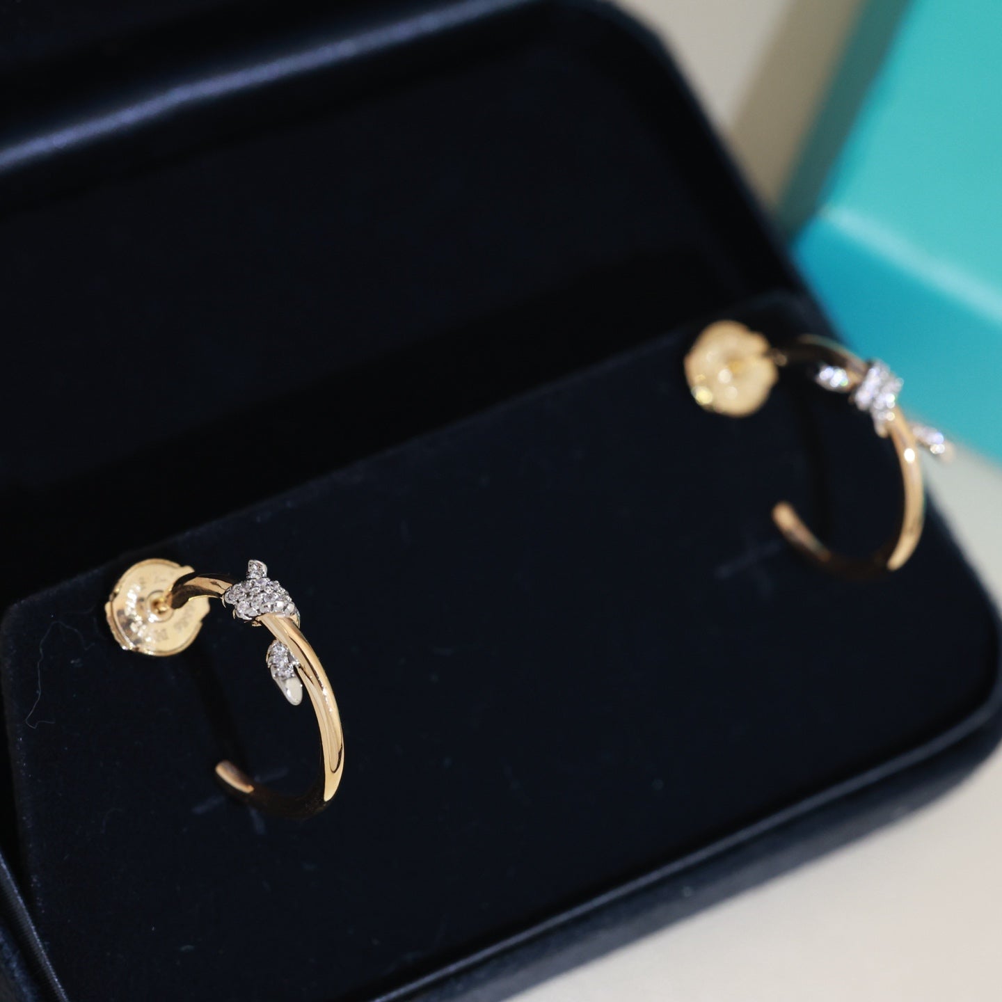 Knot Stud Earrings in Gold-Tone – Knot Detail – Design 02 front product view