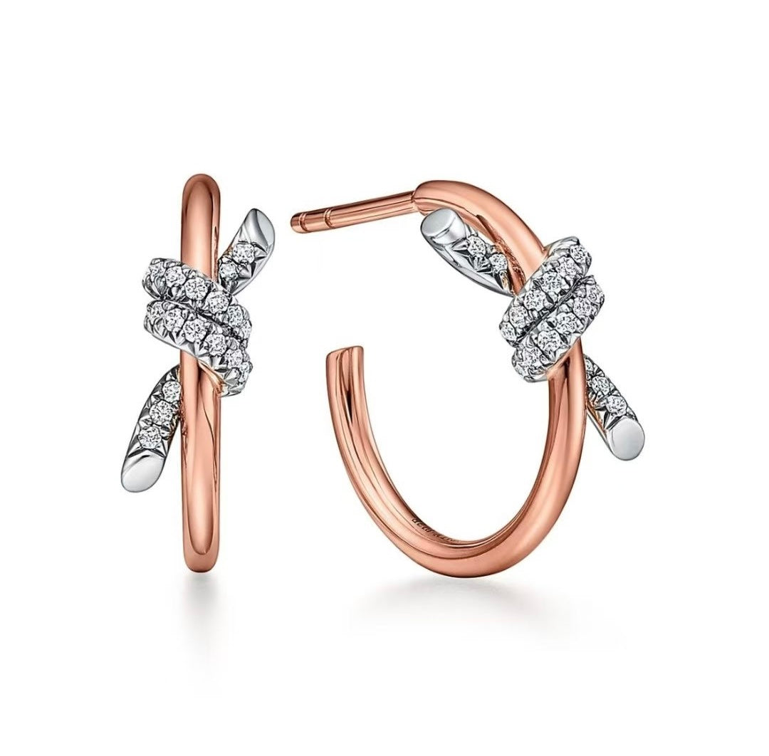 Knot Stud Earrings in Gold-Tone – Knot Detail – Design 02 main product view