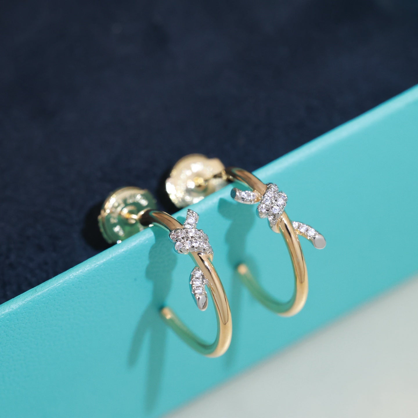 Knot Stud Earrings in Gold-Tone – Knot Detail – Design 02 side detail