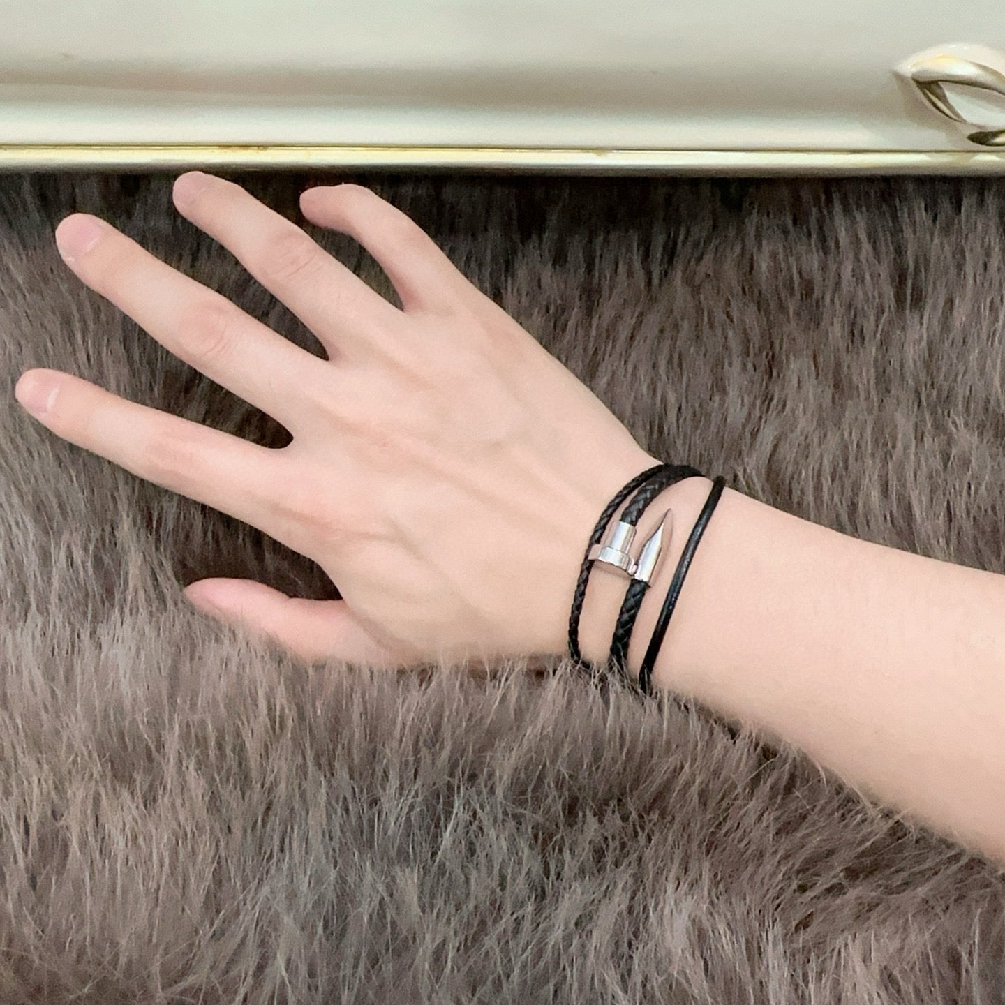 Sculptural Statement Bracelet in Gold-Tone – Design 60 side detail