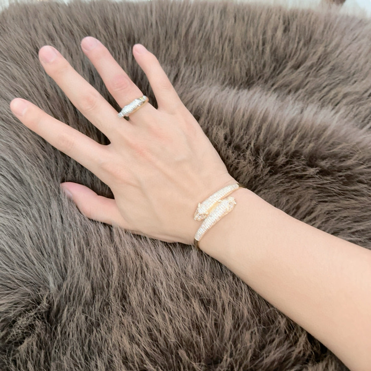 Sculptural Statement Bracelet in Gold-Tone – Design 53 side detail
