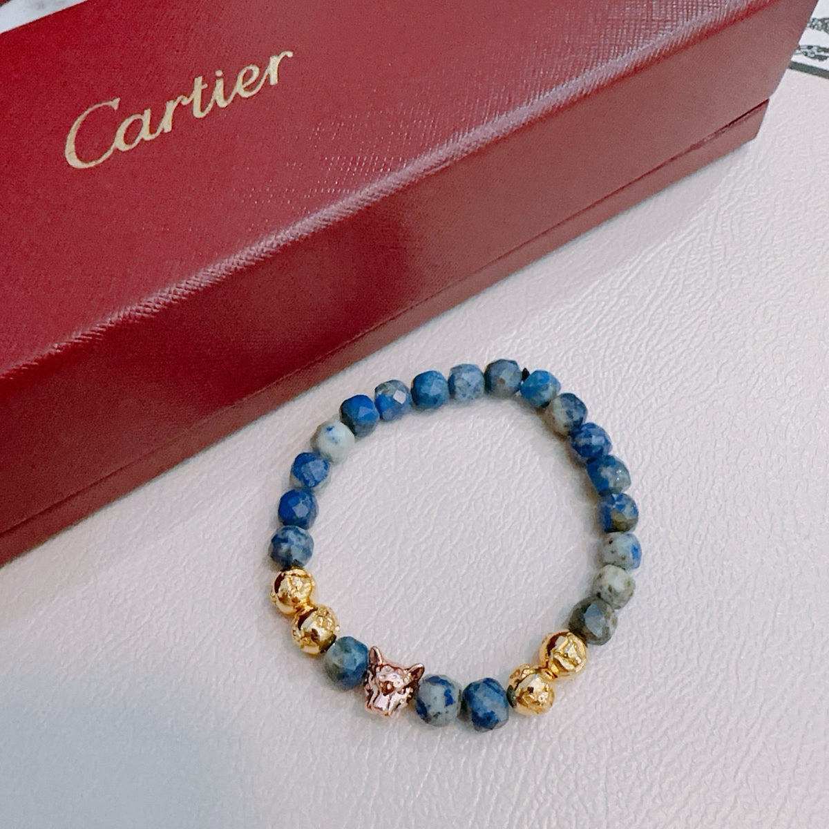Panther Motif Statement Bracelet in Gold-Tone – Design 04 styled view
