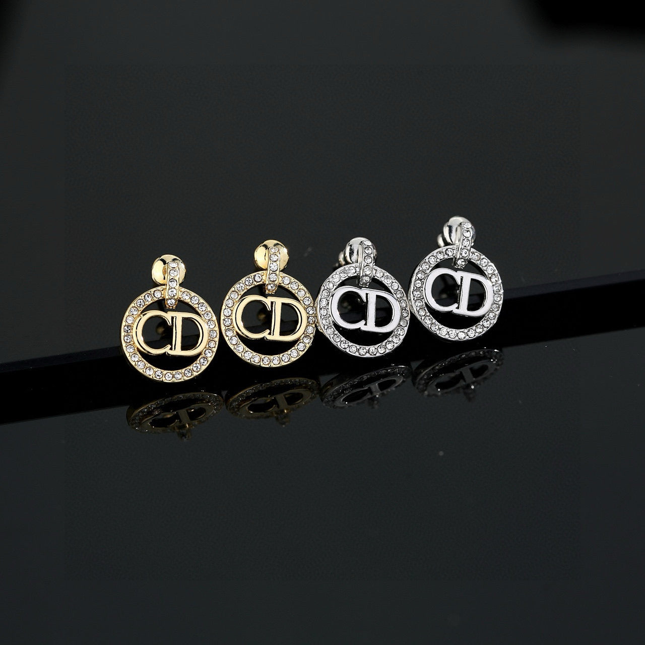 Graphic Letter Motif Statement Earrings in Polished Metal-Tone – Design 010 main product view
