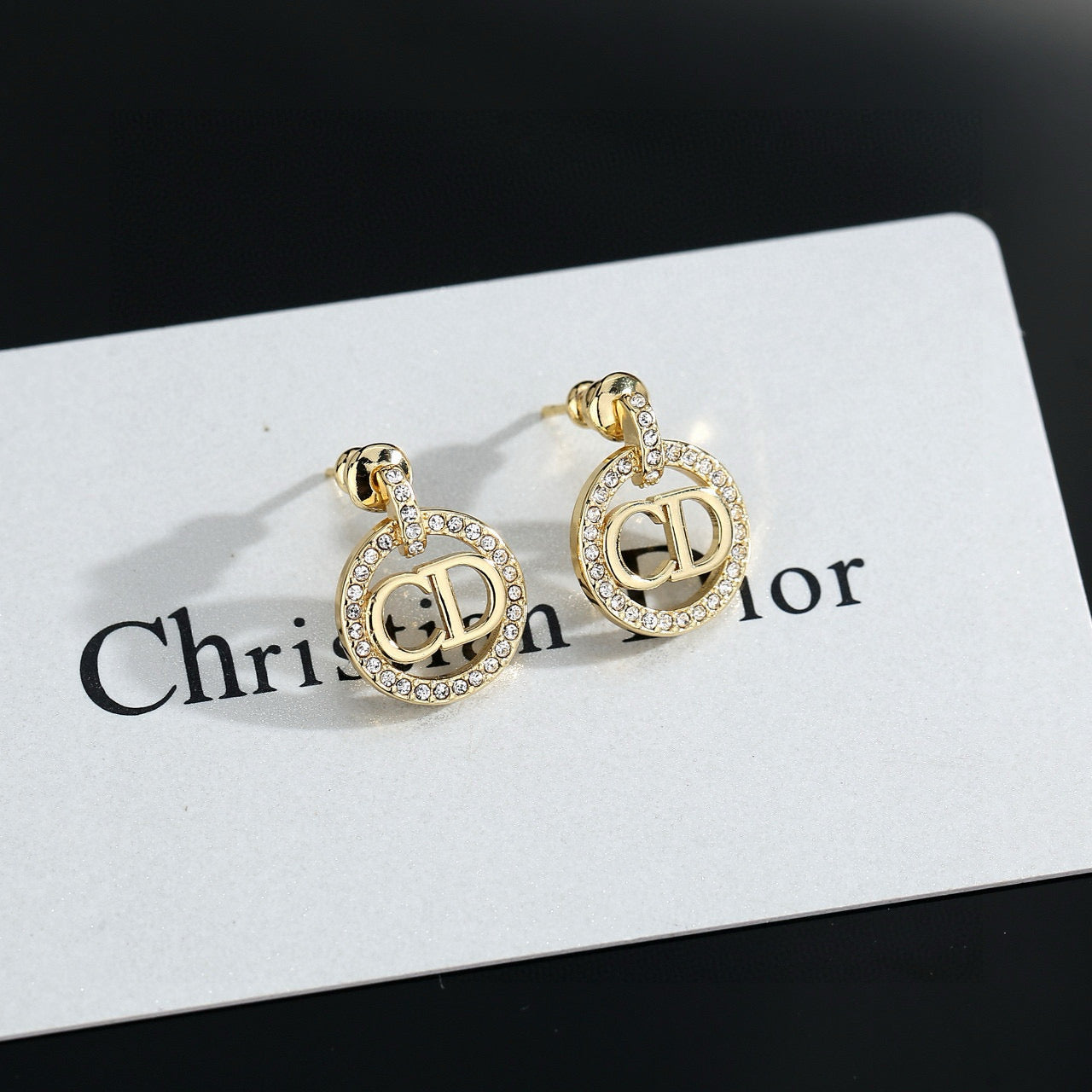 Graphic Letter Motif Statement Earrings in Polished Metal-Tone – Design 010 front view