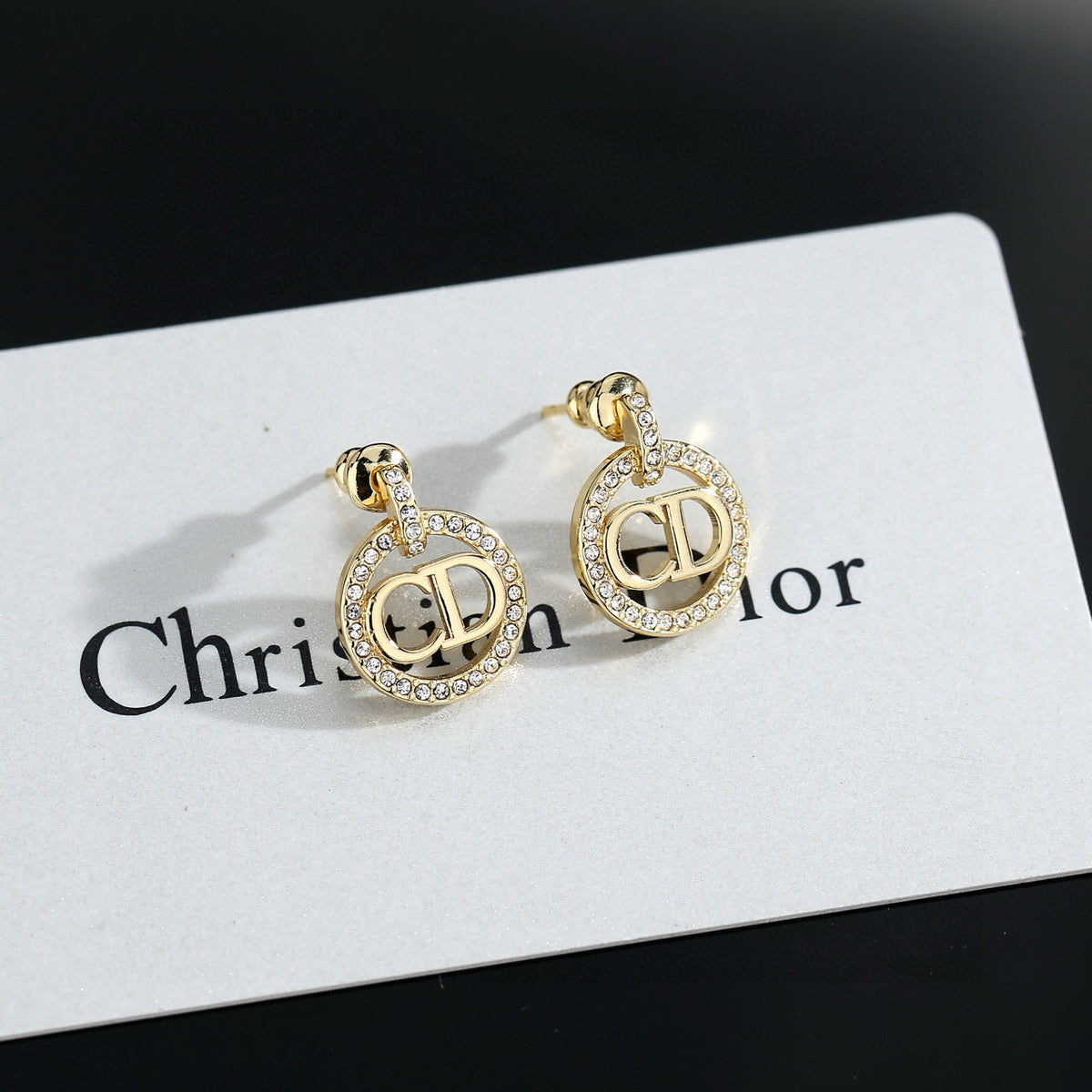 Graphic Letter Motif Statement Earrings in Polished Metal-Tone – Design 010 front view