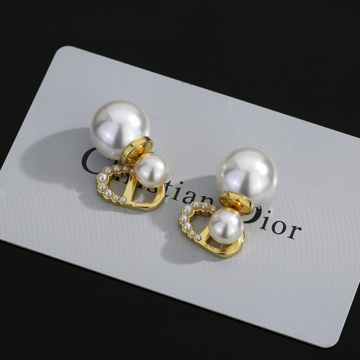 Pearl-Style Motif Stud Earrings in Silver-Tone with Pearl-Style Detail – Design 004 main product view