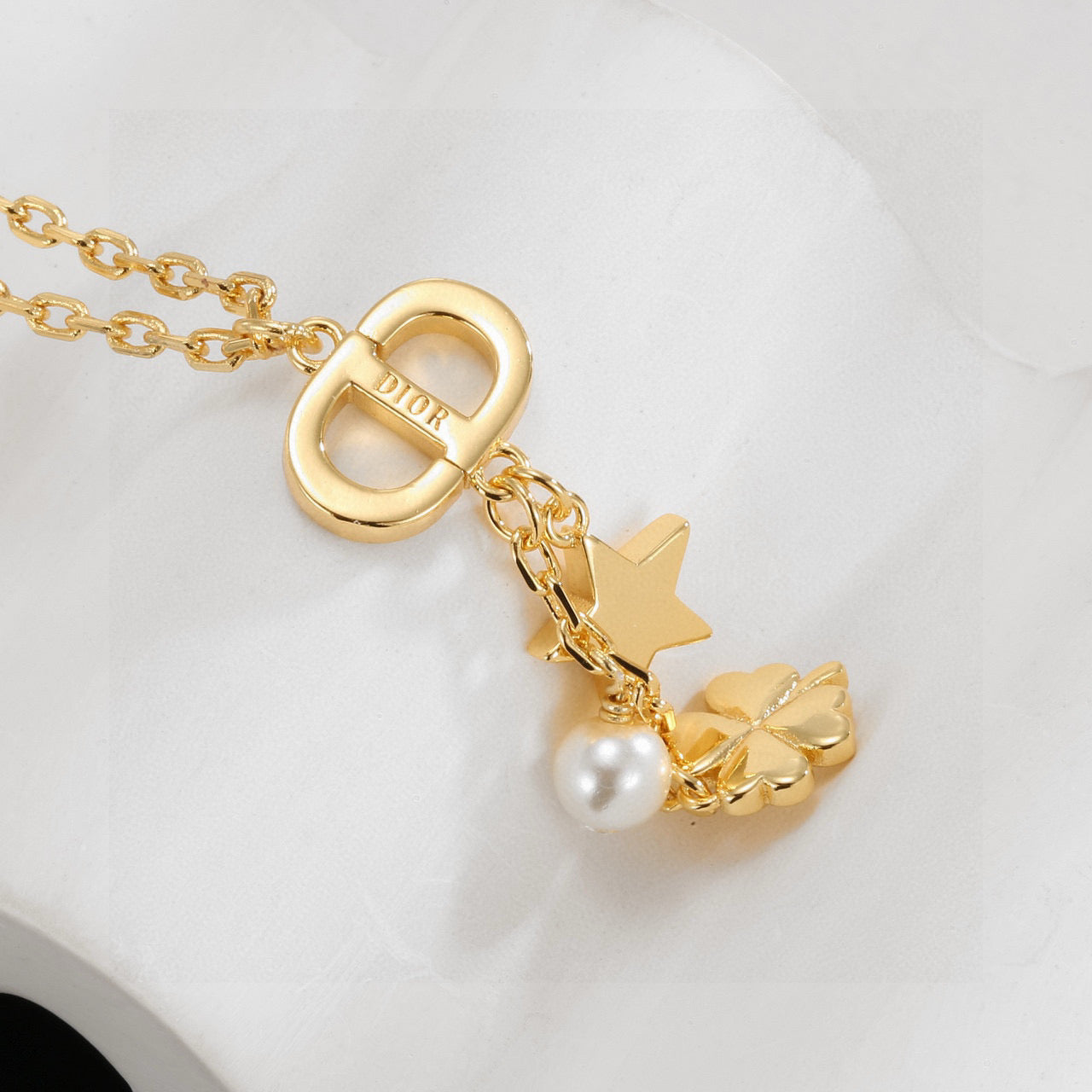 Graphic Letter Motif Pendant Necklace in Polished Metal-Tone with Vintage-Style Finish – Design 002 main product view