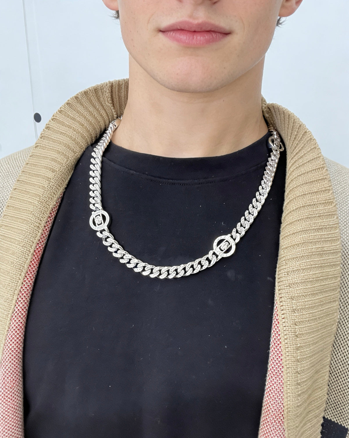 Geometric Emblem Pendant Necklace in Gold-Tone – Design 004 detail view