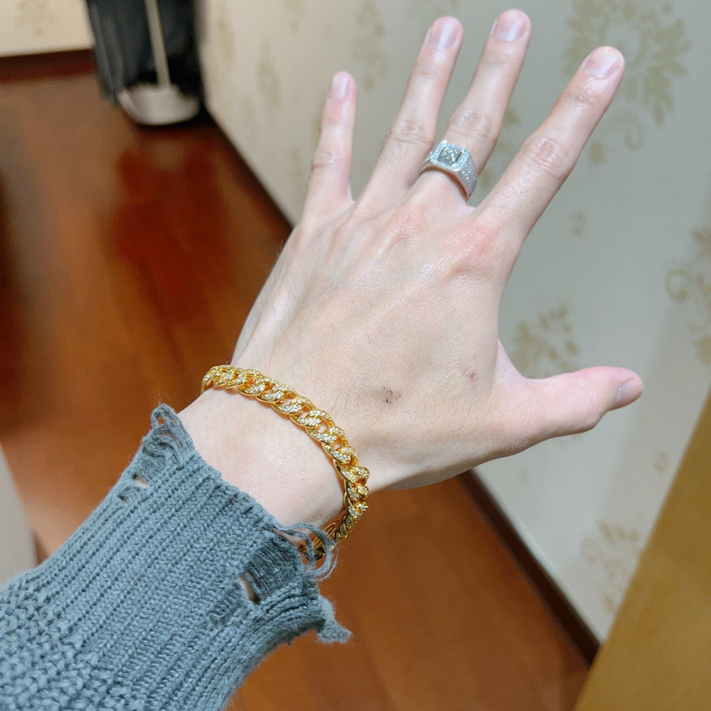Geometric Emblem Bracelet in Polished Metal-Tone – Design 036 main product view