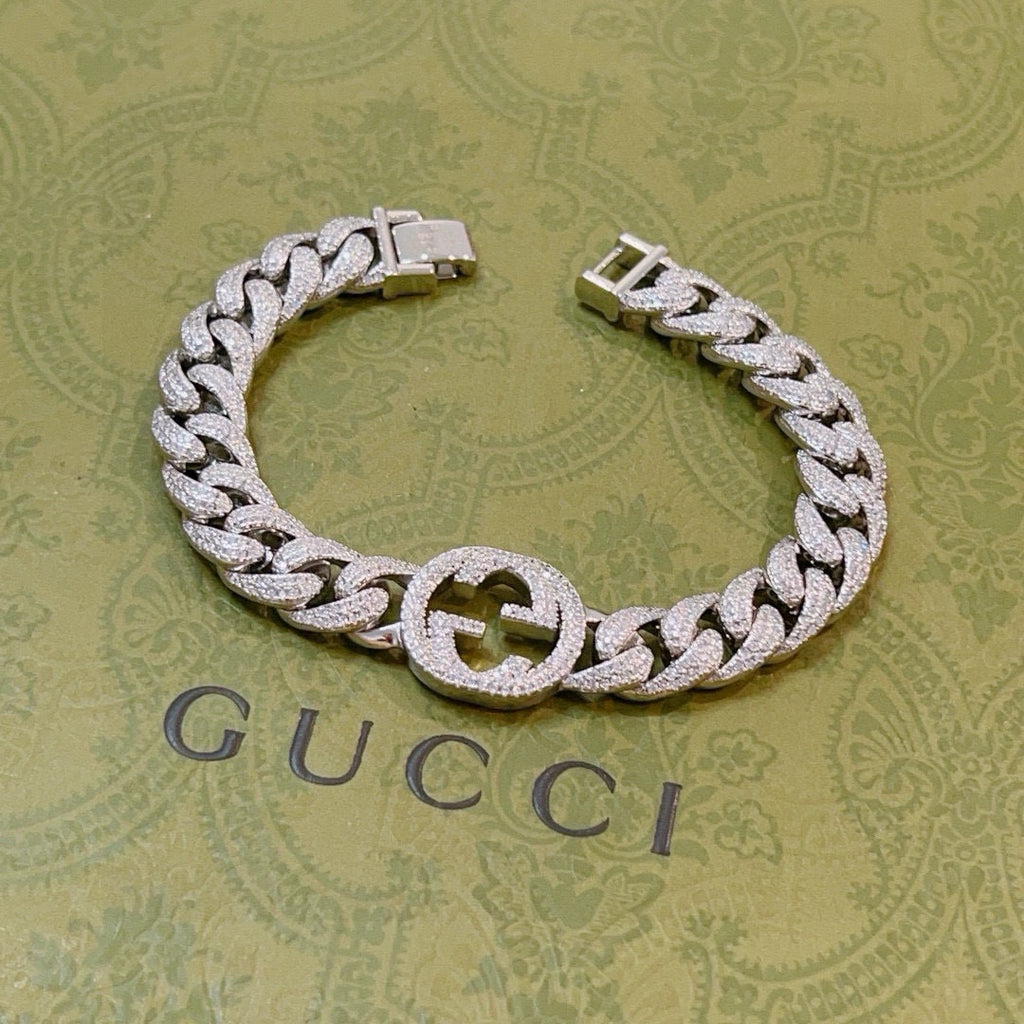 Geometric Emblem Bracelet in Polished Metal-Tone – Design 029 front product view