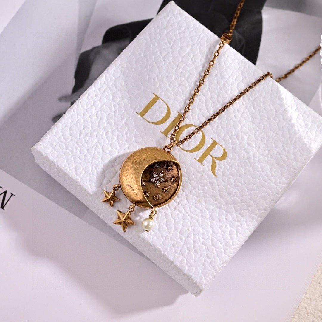 Graphic Letter Motif Pendant Necklace in Polished Metal-Tone – Design 006 main product view