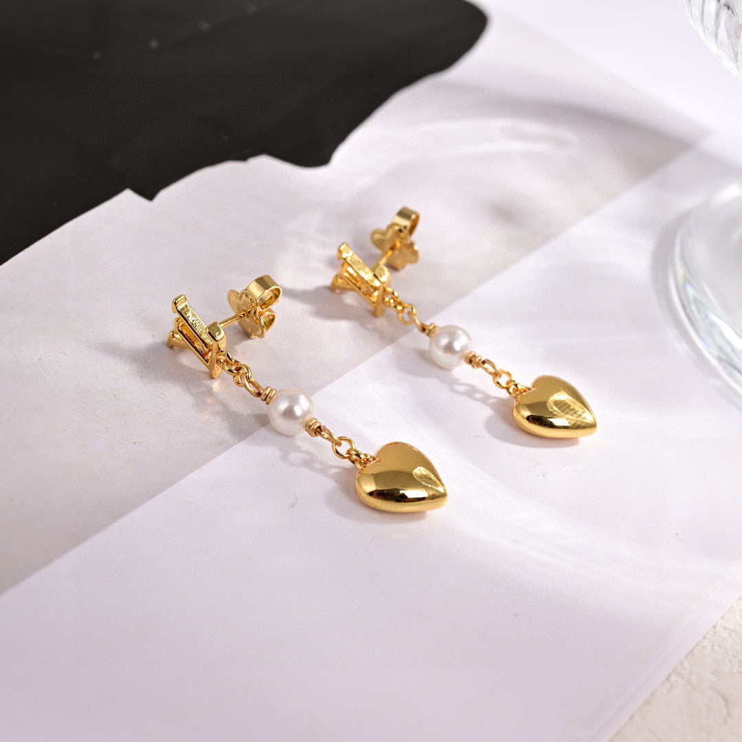 Geometric Emblem Stud Earrings in Polished Metal-Tone – Design 014 styled product view