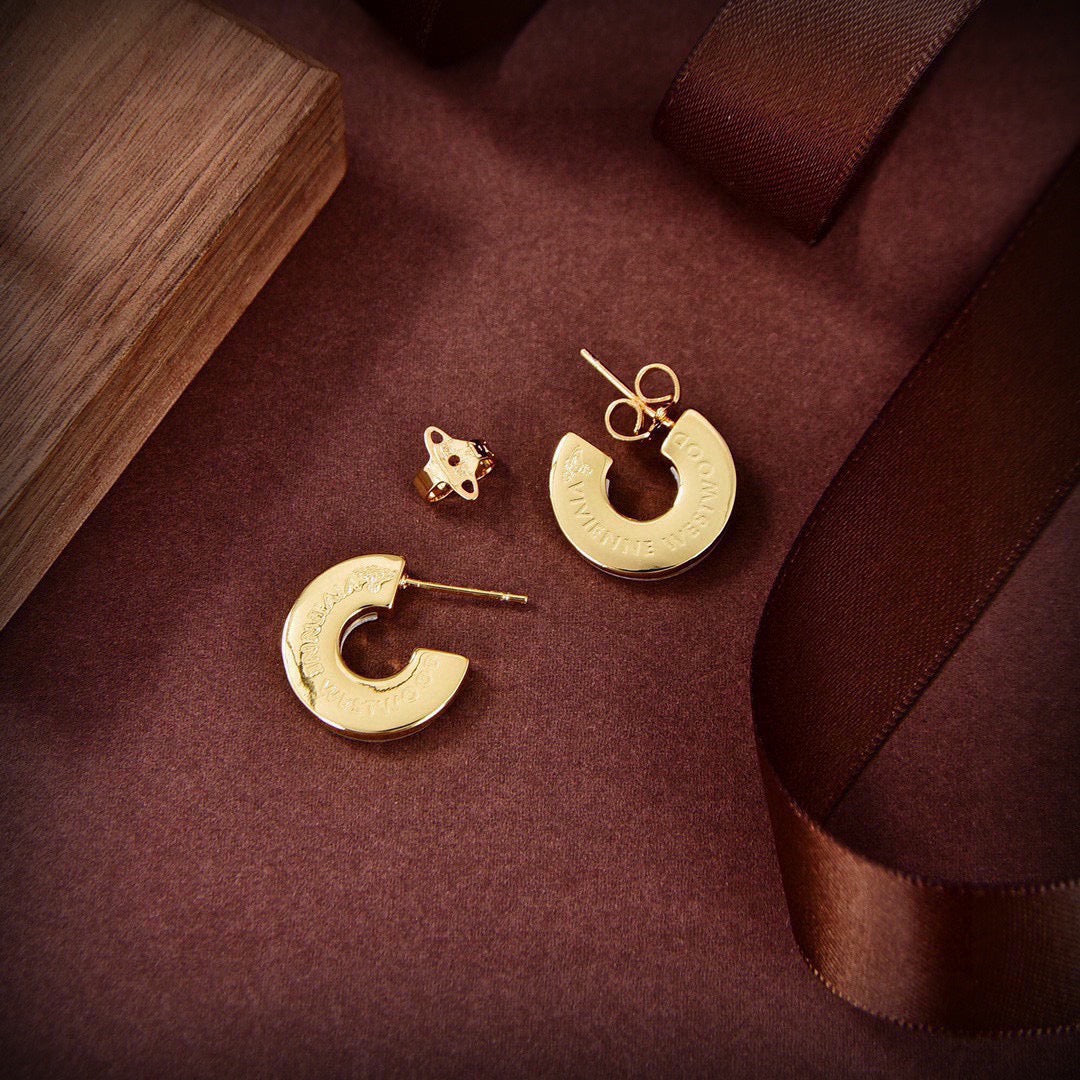 Orb Stud Earrings in Polished Metal-Tone – Design 011 detail view