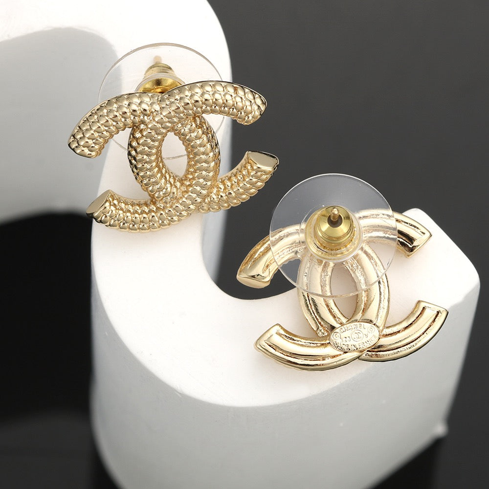 Signature Emblem Stud Earrings in Silver-Tone – Design 017 side detail