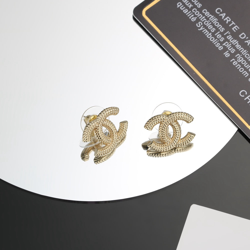 Signature Emblem Stud Earrings in Silver-Tone – Design 017 main product view