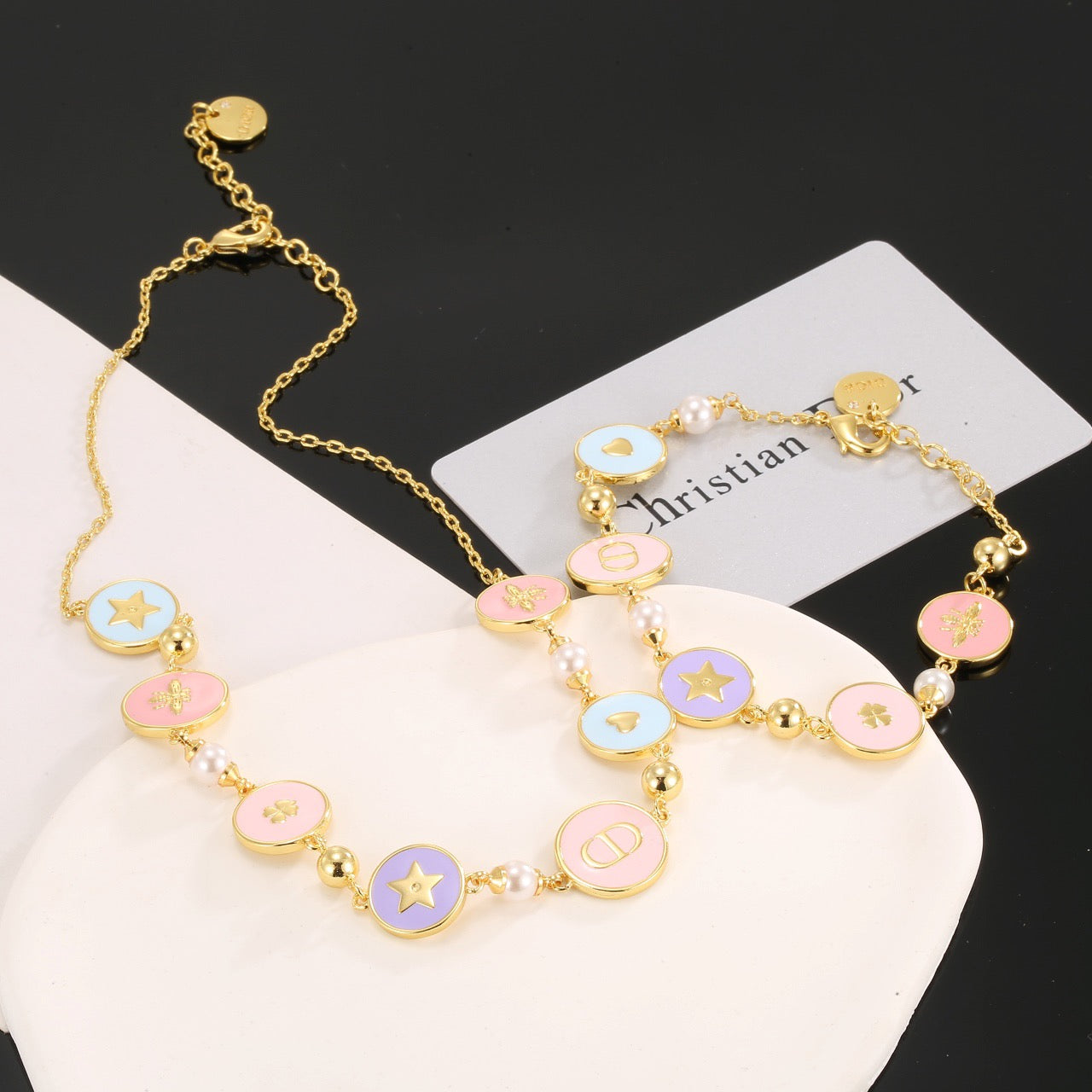 Graphic Letter Motif Pendant Necklace in Gold-Tone with Vintage-Style Finish – Design 001 front view