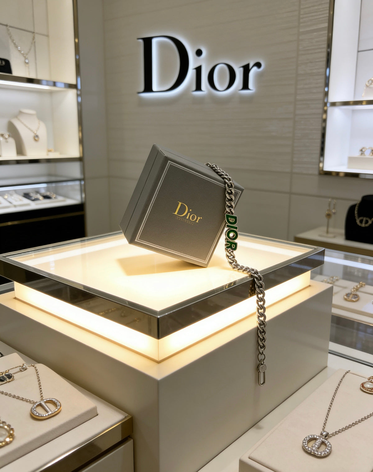 Star Motif Pendant Necklace in Silver-Tone with Chain Detail – Design 017 close-up detail