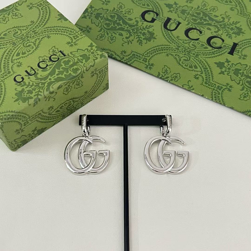 Geometric Emblem Stud Earrings in Polished Metal-Tone – Design 022 styled product view