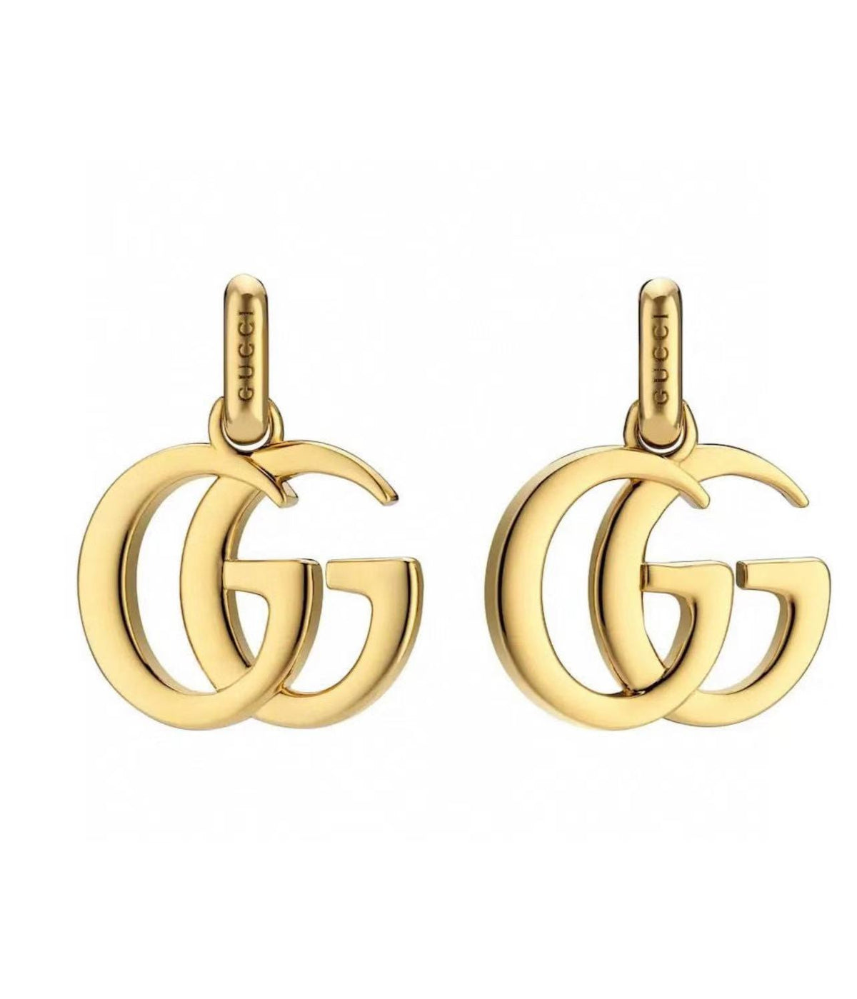 Geometric Emblem Stud Earrings in Polished Metal-Tone – Design 022 detail view