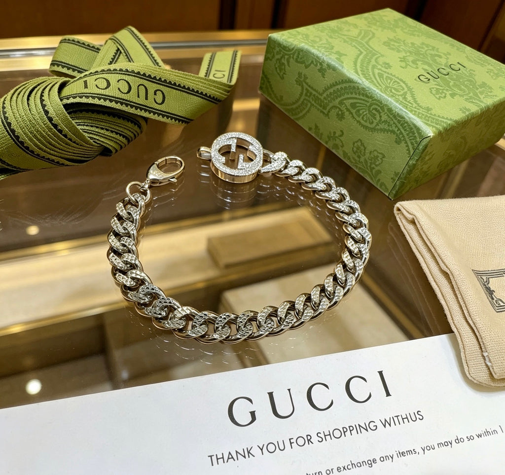 Geometric Emblem Bracelet in Polished Metal-Tone – Design 035 front product view
