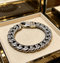 Geometric Emblem Bracelet in Polished Metal-Tone – Design 033 main product view