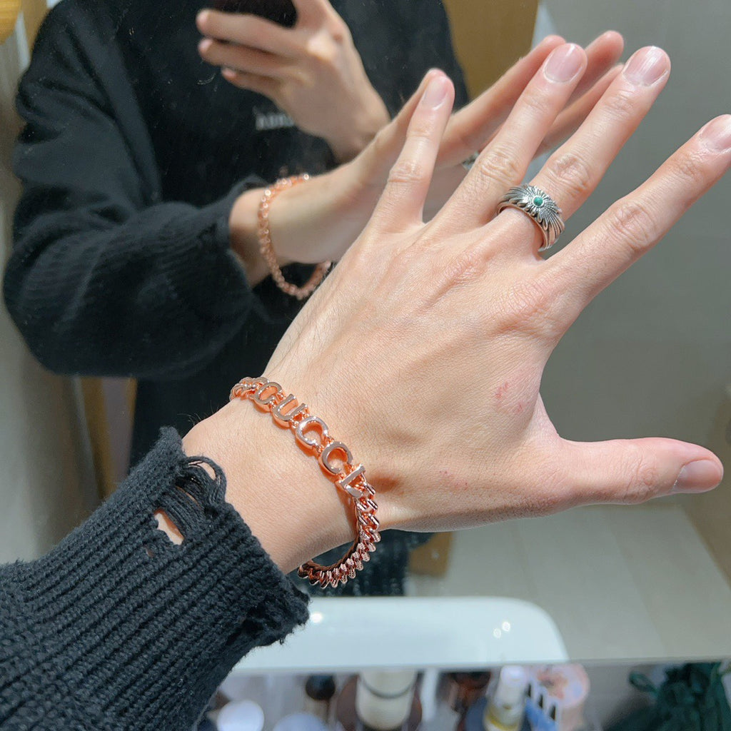 Geometric Emblem Bracelet in Polished Metal-Tone – Design 031 detail view