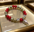 Double-G Emblem Beaded Bracelet in Polished Metal-Tone – Crystal Detail – Design 012 main product view