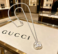 Double-G Emblem Pendant Necklace in Polished Metal-Tone – Design 079 main product view