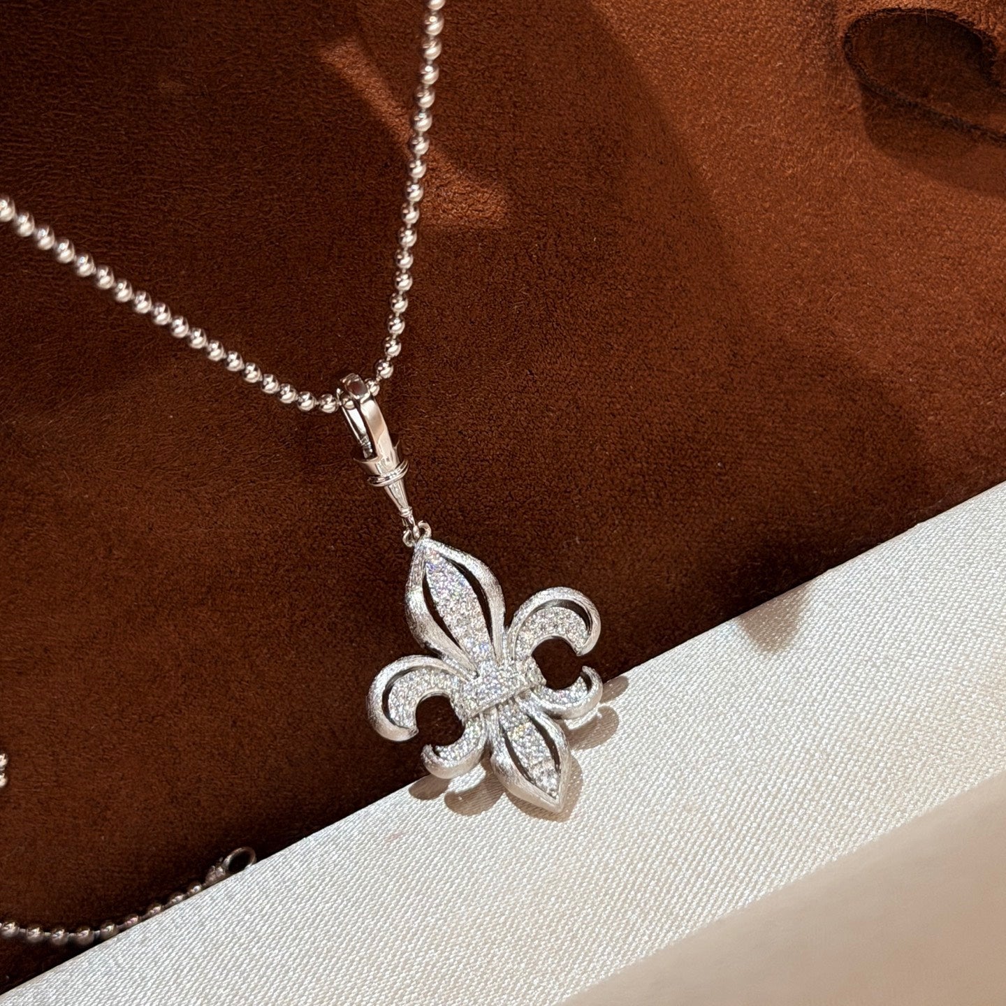 Gothic Emblem Pendant Necklace in Antique Silver-Tone – Design 14 close-up detail
