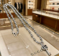 Double-G Emblem Pendant Necklace in Polished Metal-Tone – Design 106 main product view