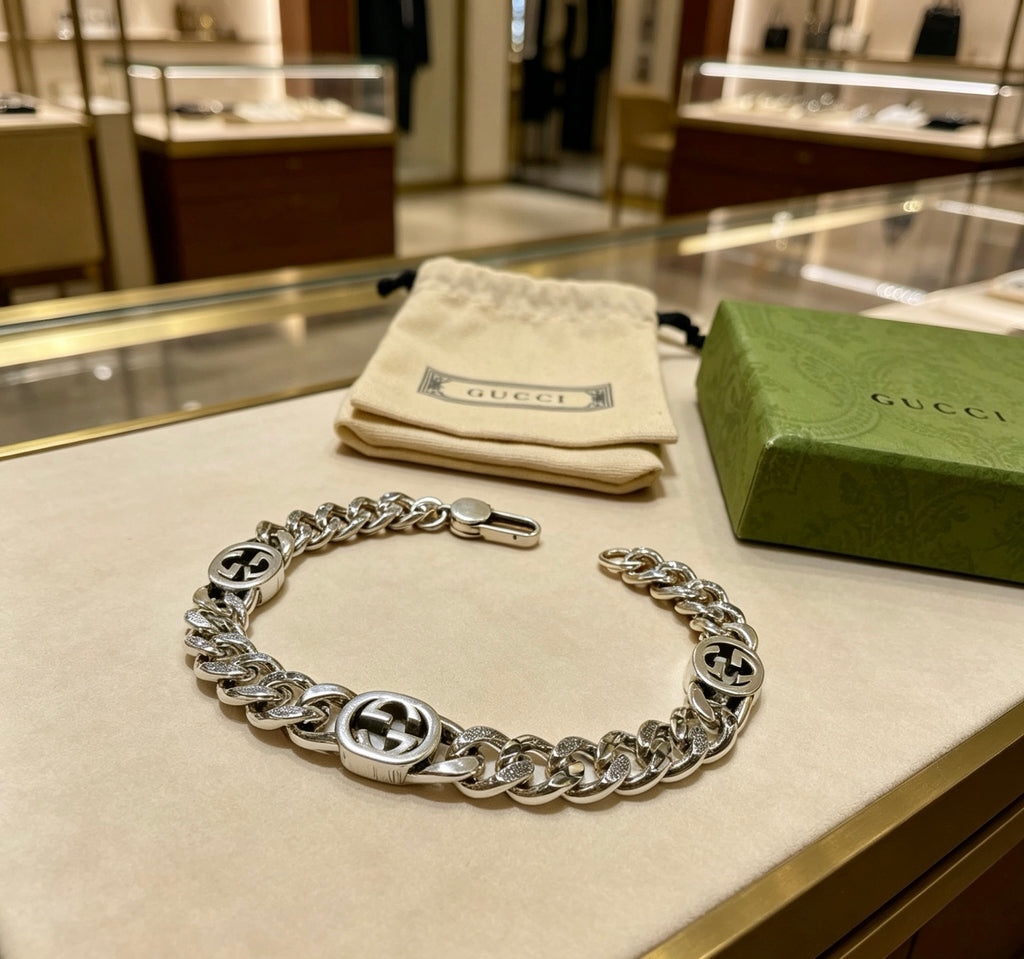 Geometric Emblem Bracelet in Polished Metal-Tone – Design 053 main product view