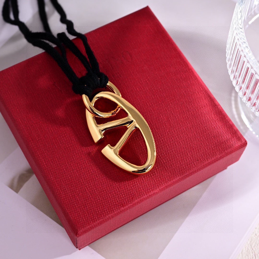 Signature Emblem Pendant Necklace in Polished Metal-Tone – Design 01 side detail