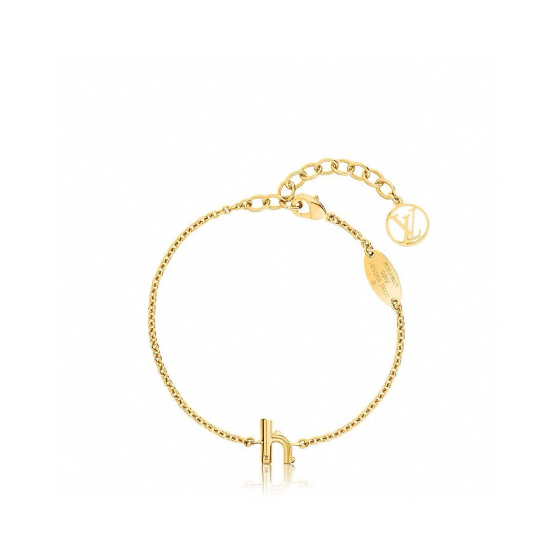 Letter Emblem Bracelet in Polished Metal-Tone – Design 016 main product view