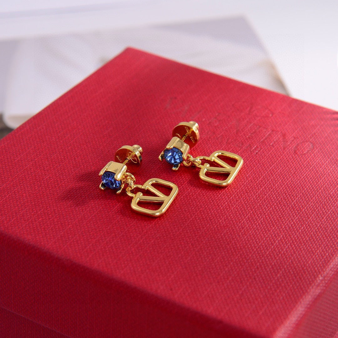 Signature Emblem Stud Earrings in Gold-Tone – Design 04 main product view