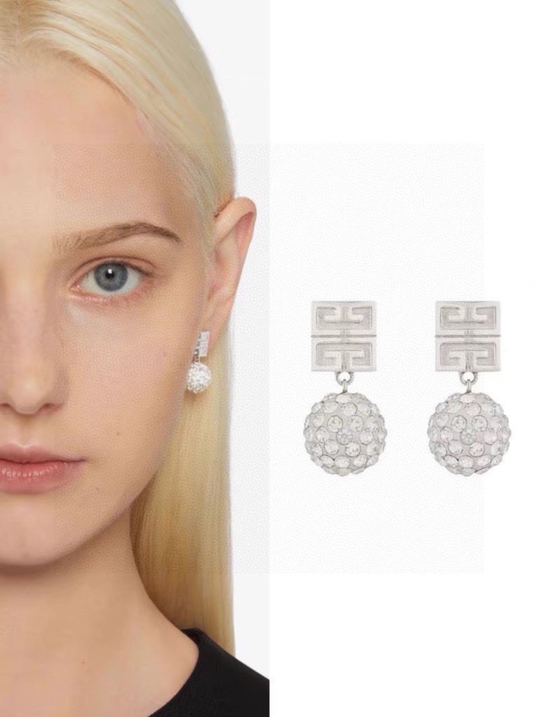 Infinity Crystal-Accent Stud Earrings – Crystal Detail – Design 03 front view