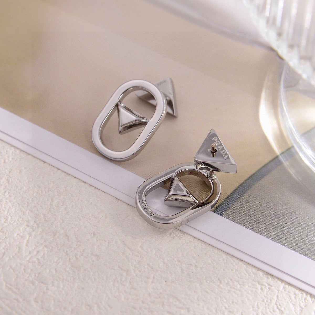 Triangle Stud Earrings in Gold-Tone – Triangle Detail close-up view