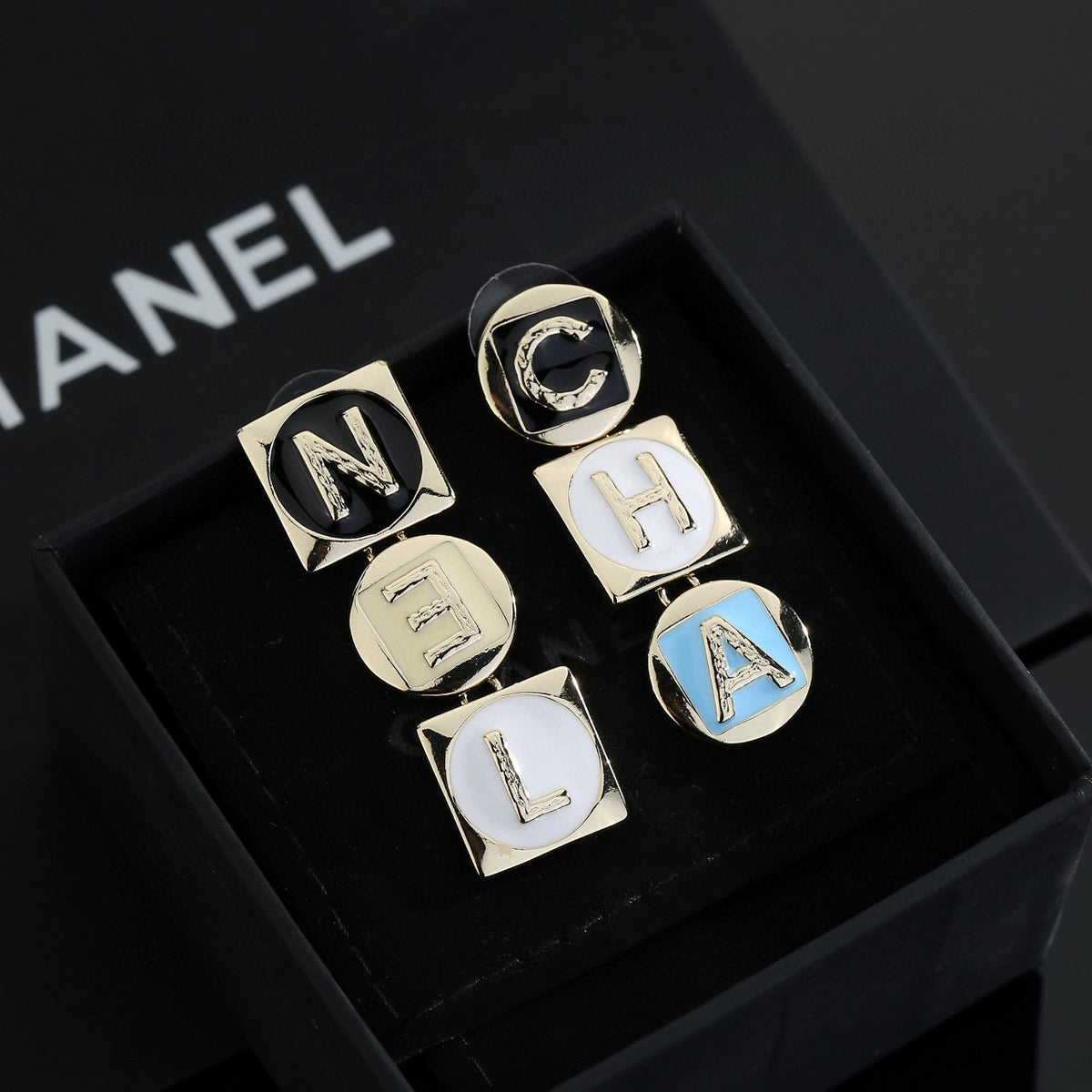 Signature Emblem Stud Earrings in Gold-Tone – Design 024 main product view