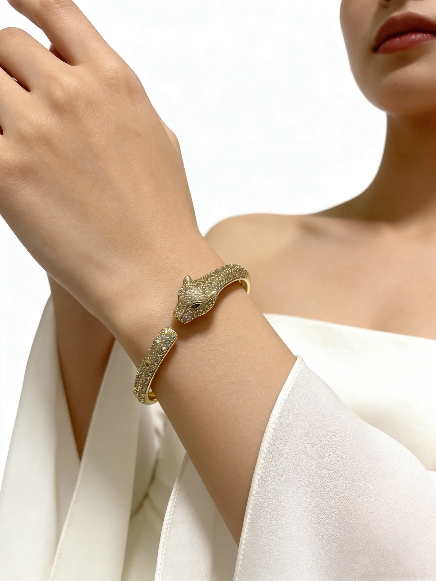 Sculptural Statement Bracelet in Gold-Tone – Design 76 main product view