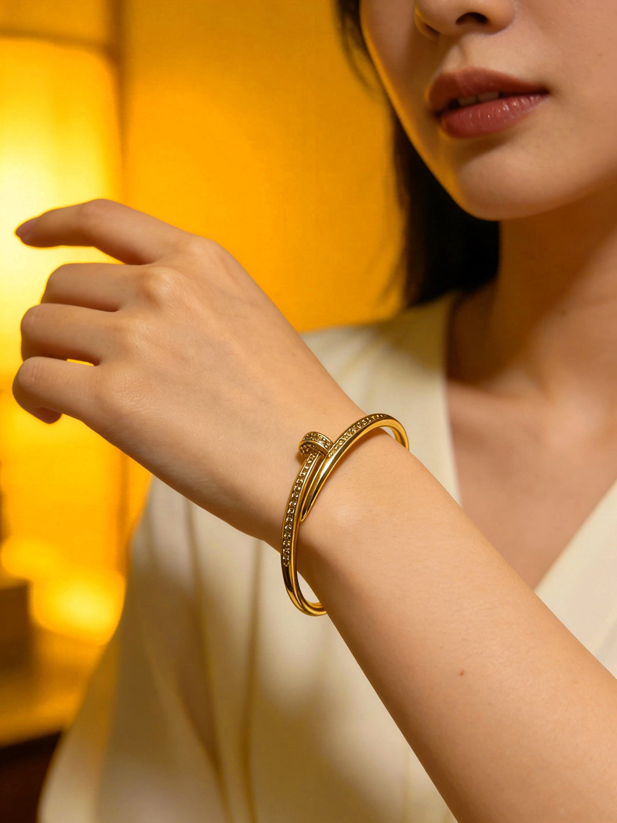 Sculptural Statement Bracelet in Gold-Tone – Design 74 main product view