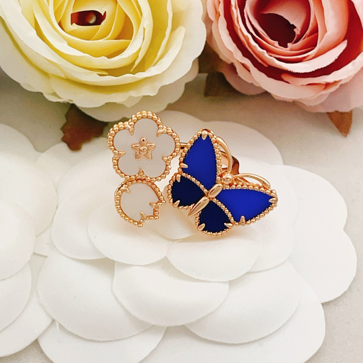 Butterfly Statement Ring in Rose-Gold-Tone side detail