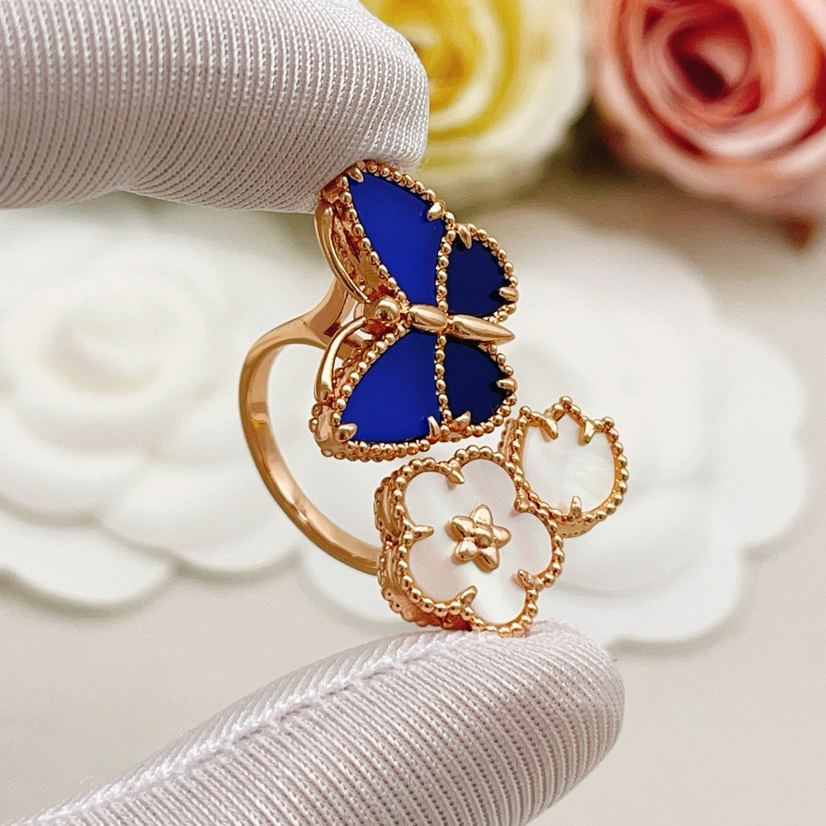 Butterfly Statement Ring in Rose-Gold-Tone close-up detail