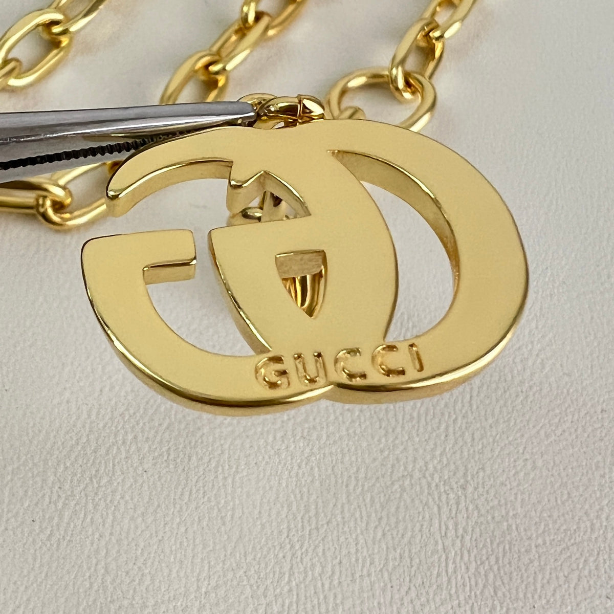 Geometric Emblem Pendant Necklace in Polished Metal-Tone – Design 008 styled product view