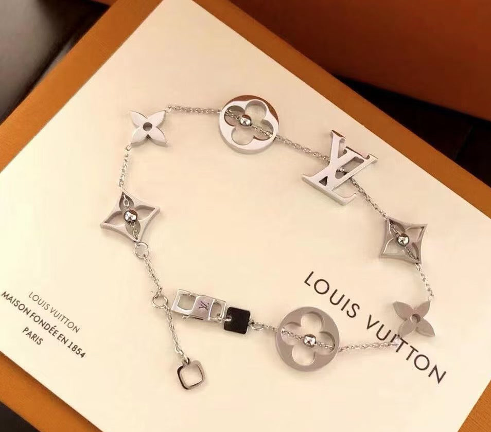 Letter Emblem Bracelet in Polished Metal-Tone – Design 021 main product view