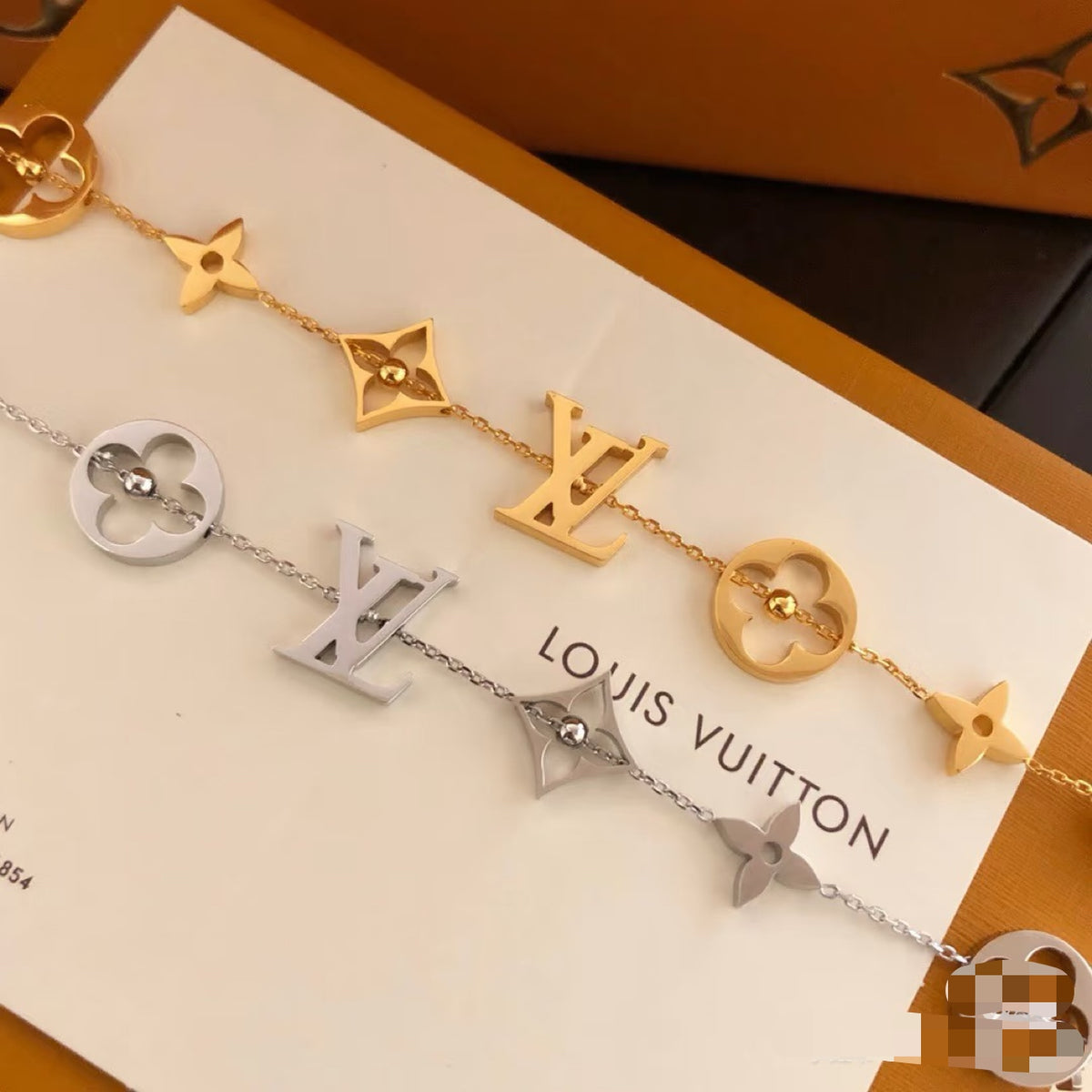 Letter Emblem Bracelet in Polished Metal-Tone – Design 021 side detail