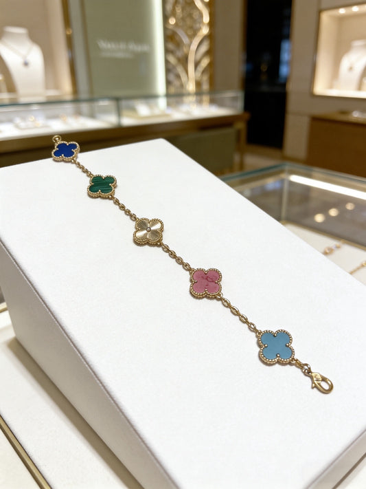 Clover Bracelet in Polished Metal-Tone – Multicolor – Design 16 main product view